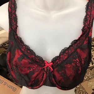 Red and black underwire bra. Great condition worn once